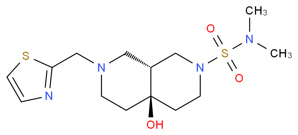 (4aR*,8aR*)-4a-hydroxy-N,N-dimethyl-7-(1,3-thiazol-2-ylmethyl)octahydro-2,7-naphthyridine-2(1H)-sulfonamide_分子结构_CAS_)
