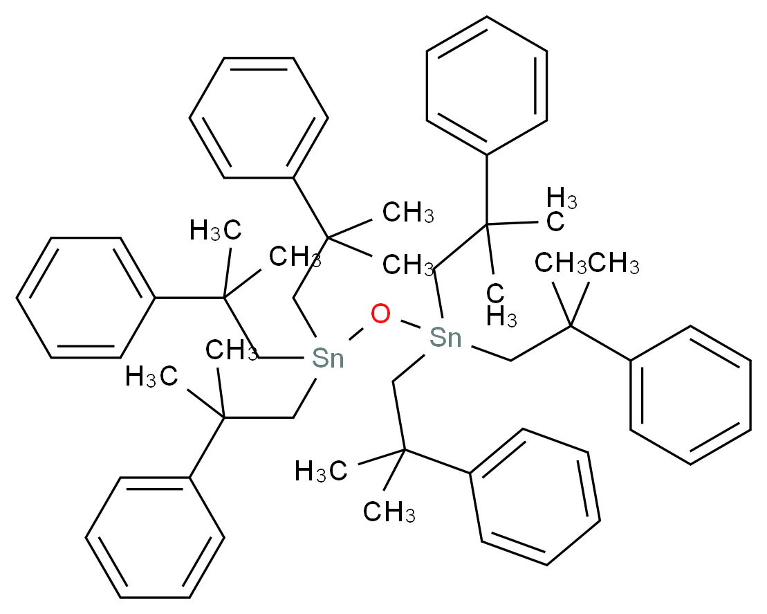 tris(2-methyl-2-phenylpropyl)({[tris(2-methyl-2-phenylpropyl)stannyl]oxy})stannane_分子结构_CAS_13356-08-6