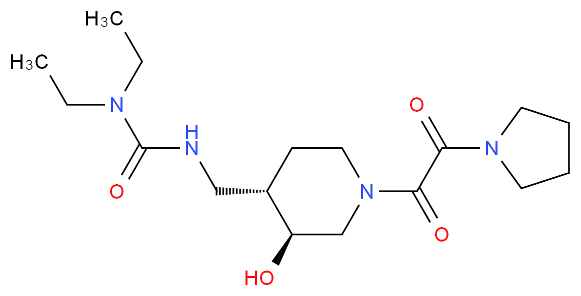 N,N-diethyl-N'-({(3S*,4S*)-3-hydroxy-1-[oxo(pyrrolidin-1-yl)acetyl]piperidin-4-yl}methyl)urea_分子结构_CAS_)