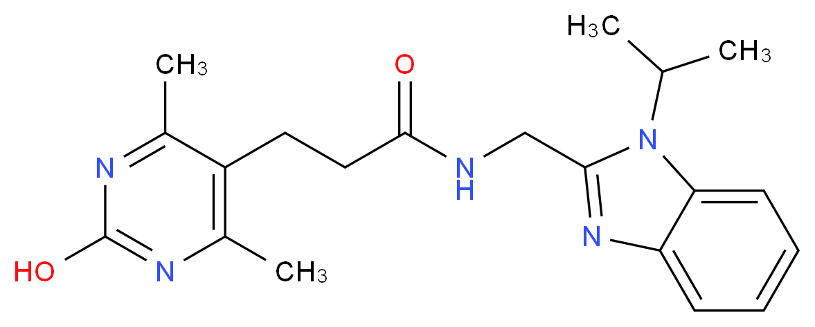 3-(2-hydroxy-4,6-dimethylpyrimidin-5-yl)-N-[(1-isopropyl-1H-benzimidazol-2-yl)methyl]propanamide_分子结构_CAS_)