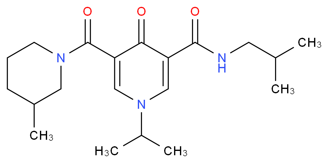 N-isobutyl-1-isopropyl-5-[(3-methyl-1-piperidinyl)carbonyl]-4-oxo-1,4-dihydro-3-pyridinecarboxamide_分子结构_CAS_)