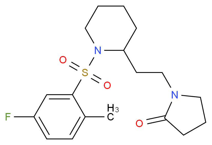 1-(2-{1-[(5-fluoro-2-methylphenyl)sulfonyl]-2-piperidinyl}ethyl)-2-pyrrolidinone_分子结构_CAS_)