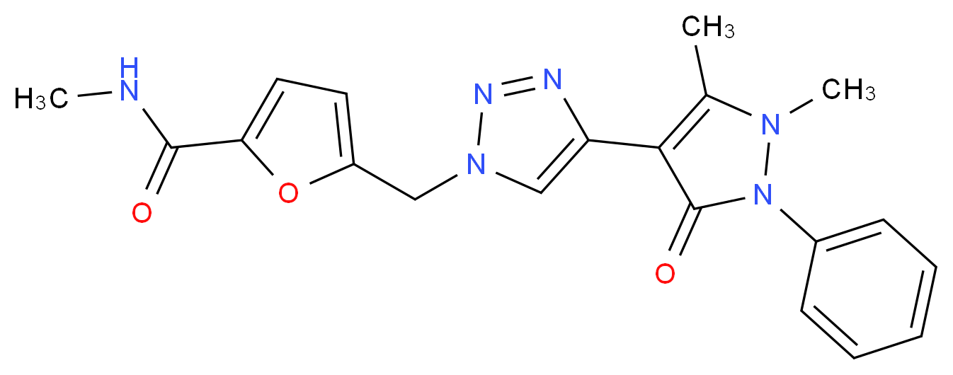 5-{[4-(1,5-dimethyl-3-oxo-2-phenyl-2,3-dihydro-1H-pyrazol-4-yl)-1H-1,2,3-triazol-1-yl]methyl}-N-methyl-2-furamide_分子结构_CAS_)