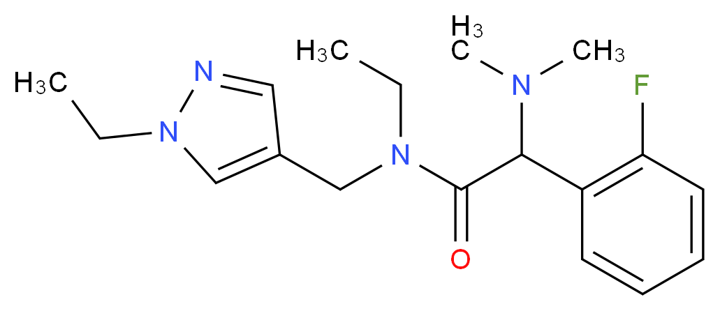 2-(dimethylamino)-N-ethyl-N-[(1-ethyl-1H-pyrazol-4-yl)methyl]-2-(2-fluorophenyl)acetamide_分子结构_CAS_)
