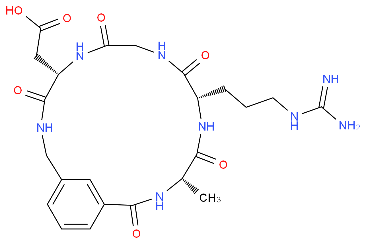 2-[(5S,11S,14S)-11-(3-carbamimidamidopropyl)-14-methyl-4,7,10,13,16-pentaoxo-3,6,9,12,15-pentaazabicyclo[15.3.1]henicosa-1(20),17(21),18-trien-5-yl]acetic acid_分子结构_CAS_153381-95-4