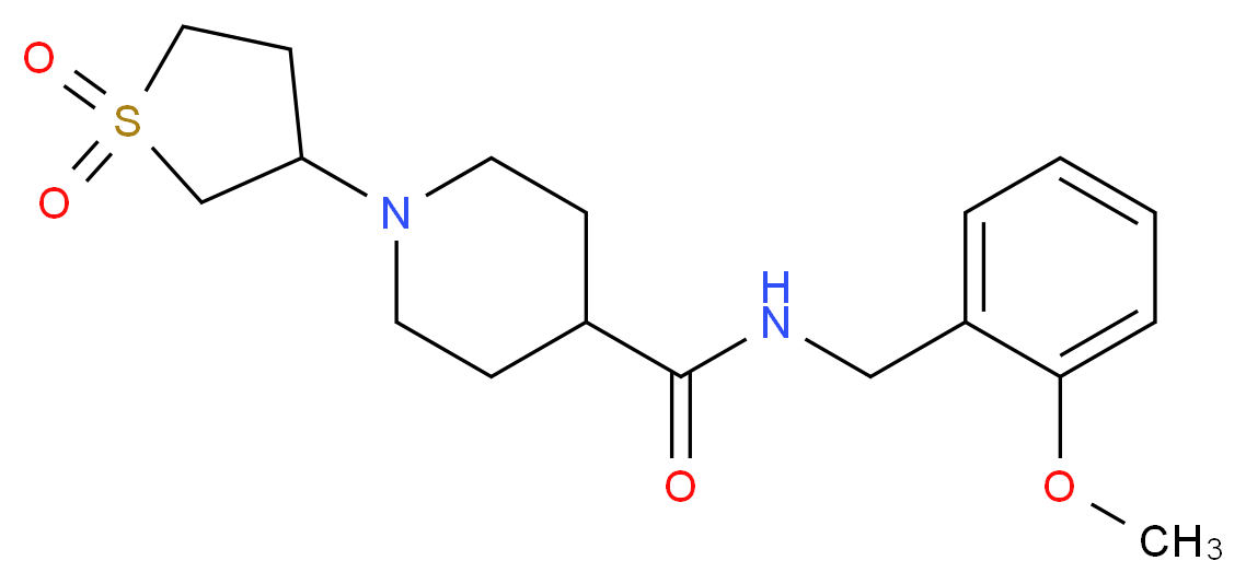 1-(1,1-dioxidotetrahydro-3-thienyl)-N-(2-methoxybenzyl)piperidine-4-carboxamide_分子结构_CAS_)