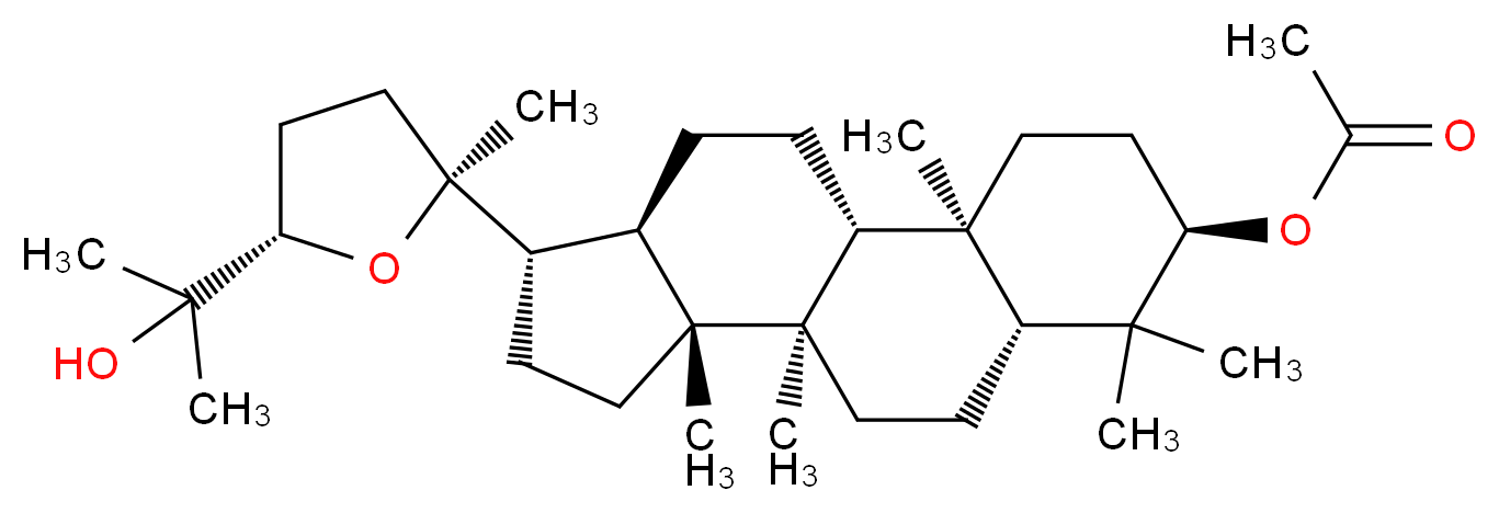 (1R,2R,5R,7R,10R,11R,14S,15R)-14-[(2S,5S)-5-(2-hydroxypropan-2-yl)-2-methyloxolan-2-yl]-2,6,6,10,11-pentamethyltetracyclo[8.7.0.0<sup>2</sup>,<sup>7</sup>.0<sup>1</sup><sup>1</sup>,<sup>1</sup><sup>5</sup>]heptadecan-5-yl acetate_分子结构_CAS_35833-62-6