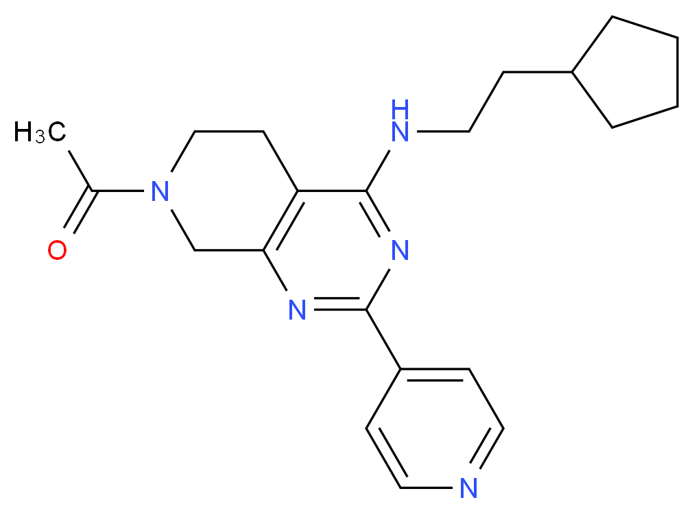 7-acetyl-N-(2-cyclopentylethyl)-2-pyridin-4-yl-5,6,7,8-tetrahydropyrido[3,4-d]pyrimidin-4-amine_分子结构_CAS_)