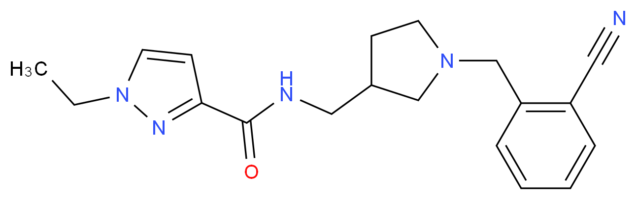 N-{[1-(2-cyanobenzyl)pyrrolidin-3-yl]methyl}-1-ethyl-1H-pyrazole-3-carboxamide_分子结构_CAS_)