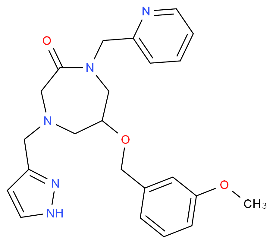 6-[(3-methoxybenzyl)oxy]-4-(1H-pyrazol-3-ylmethyl)-1-(2-pyridinylmethyl)-1,4-diazepan-2-one_分子结构_CAS_)
