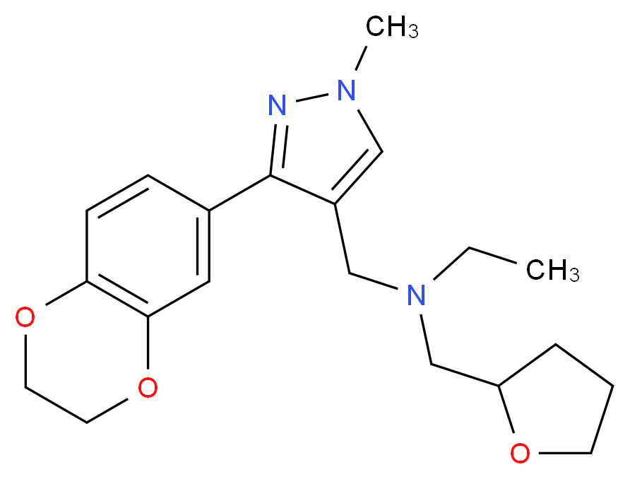 N-{[3-(2,3-dihydro-1,4-benzodioxin-6-yl)-1-methyl-1H-pyrazol-4-yl]methyl}-N-(tetrahydro-2-furanylmethyl)ethanamine_分子结构_CAS_)