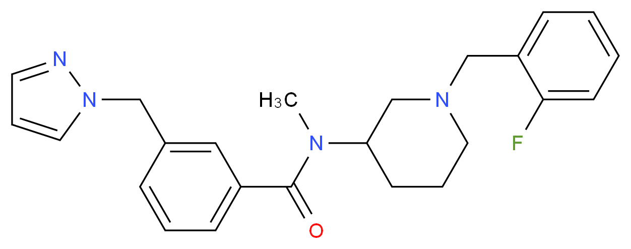 N-[1-(2-fluorobenzyl)-3-piperidinyl]-N-methyl-3-(1H-pyrazol-1-ylmethyl)benzamide_分子结构_CAS_)