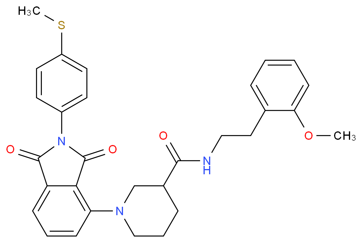 N-[2-(2-methoxyphenyl)ethyl]-1-{2-[4-(methylthio)phenyl]-1,3-dioxo-2,3-dihydro-1H-isoindol-4-yl}-3-piperidinecarboxamide_分子结构_CAS_)