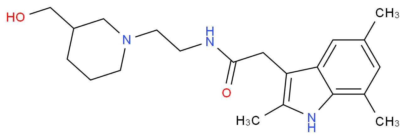 N-{2-[3-(hydroxymethyl)piperidin-1-yl]ethyl}-2-(2,5,7-trimethyl-1H-indol-3-yl)acetamide_分子结构_CAS_)