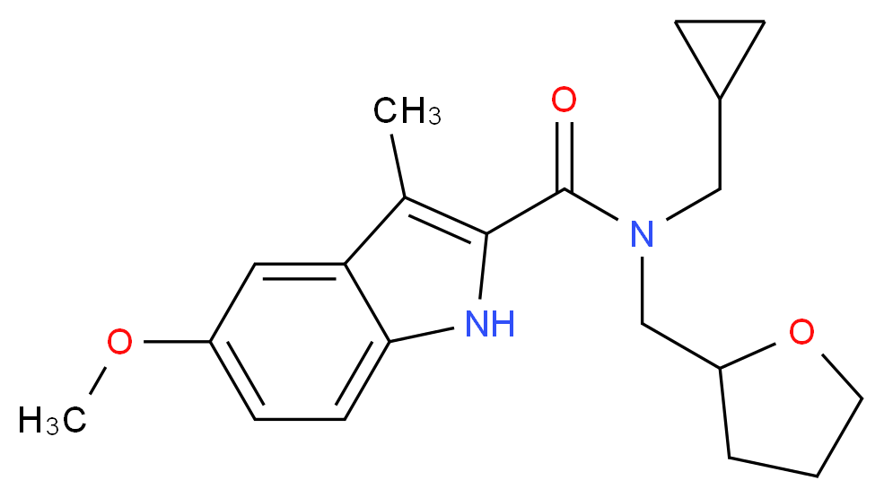 N-(cyclopropylmethyl)-5-methoxy-3-methyl-N-(tetrahydrofuran-2-ylmethyl)-1H-indole-2-carboxamide_分子结构_CAS_)