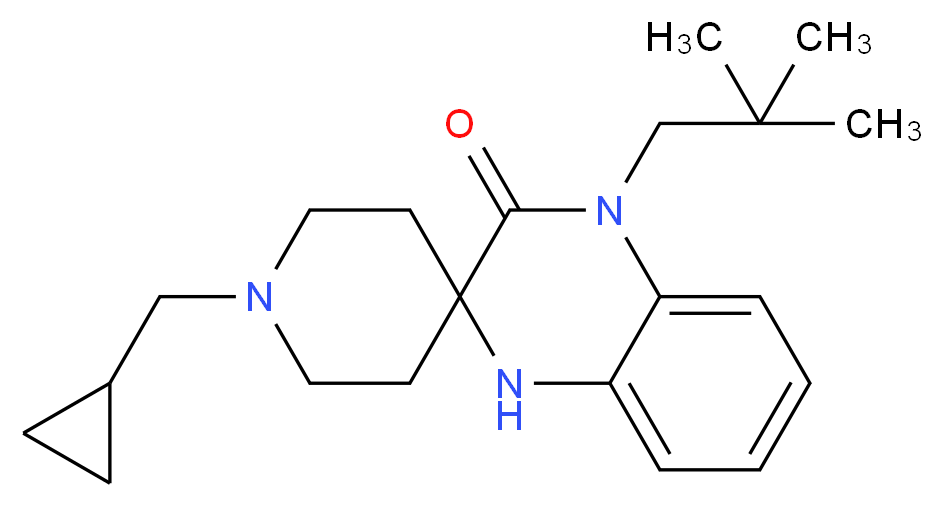 1-(cyclopropylmethyl)-4'-(2,2-dimethylpropyl)-1',4'-dihydro-3'H-spiro[piperidine-4,2'-quinoxalin]-3'-one_分子结构_CAS_)