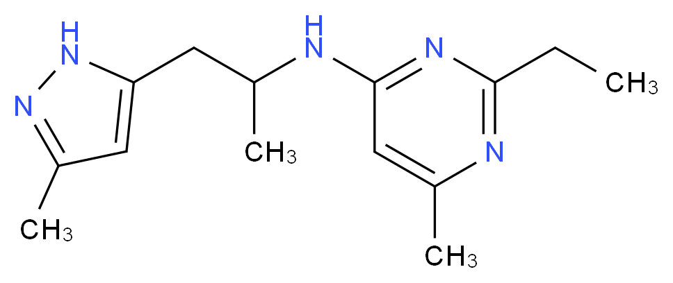 2-ethyl-6-methyl-N-[1-methyl-2-(3-methyl-1H-pyrazol-5-yl)ethyl]pyrimidin-4-amine_分子结构_CAS_)