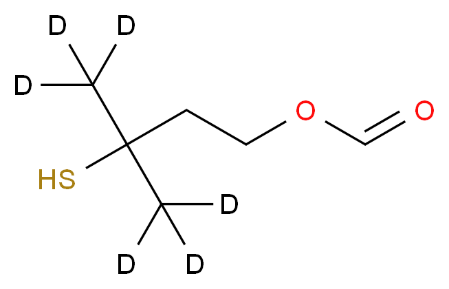 3-(<sup>2</sup>H<sub>3</sub>)methyl-3-sulfanyl(4,4,4-<sup>2</sup>H<sub>3</sub>)butyl formate_分子结构_CAS_162404-32-2