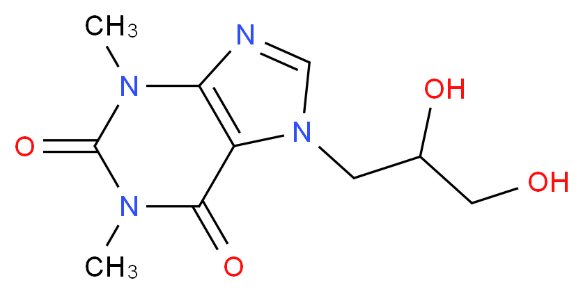 7-(2,3-dihydroxypropyl)-1,3-dimethyl-1H-purine-2,6(3H,7H)-dione_分子结构_CAS_)