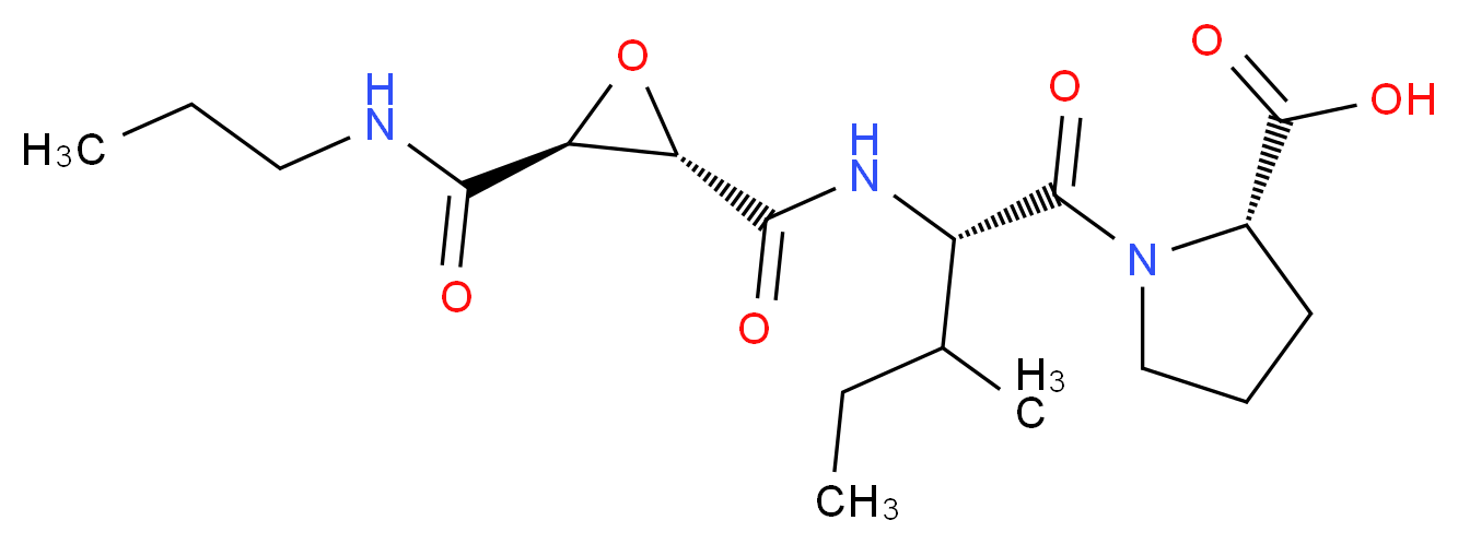 (2S)-1-[(2S)-3-methyl-2-{[(2S,3S)-3-(propylcarbamoyl)oxiran-2-yl]formamido}pentanoyl]pyrrolidine-2-carboxylic acid_分子结构_CAS_134448-10-5