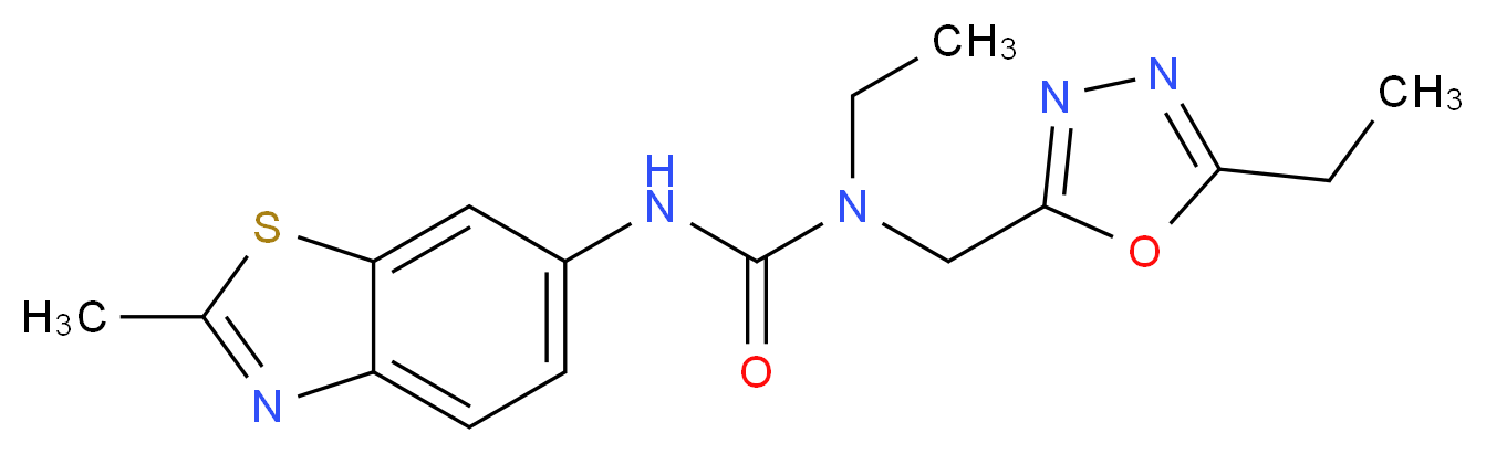 N-ethyl-N-[(5-ethyl-1,3,4-oxadiazol-2-yl)methyl]-N'-(2-methyl-1,3-benzothiazol-6-yl)urea_分子结构_CAS_)