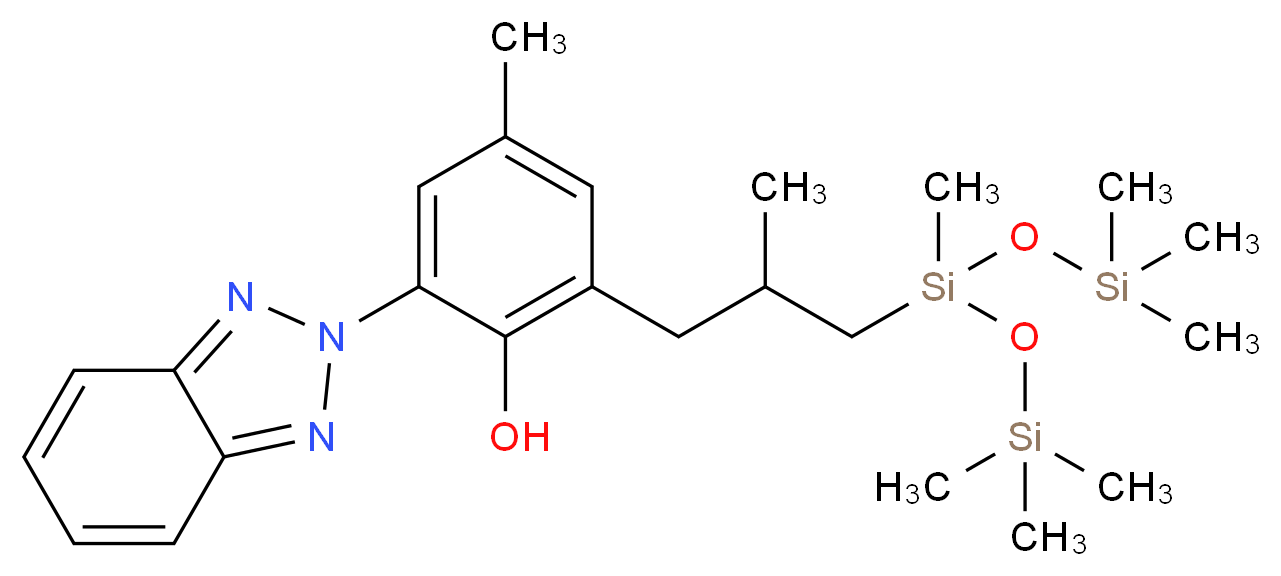 2-(2H-1,2,3-benzotriazol-2-yl)-4-methyl-6-[2-methyl-3-(2,2,4,6,6-pentamethyl-3,5-dioxa-2,4,6-trisilaheptan-4-yl)propyl]phenol_分子结构_CAS_155633-54-8