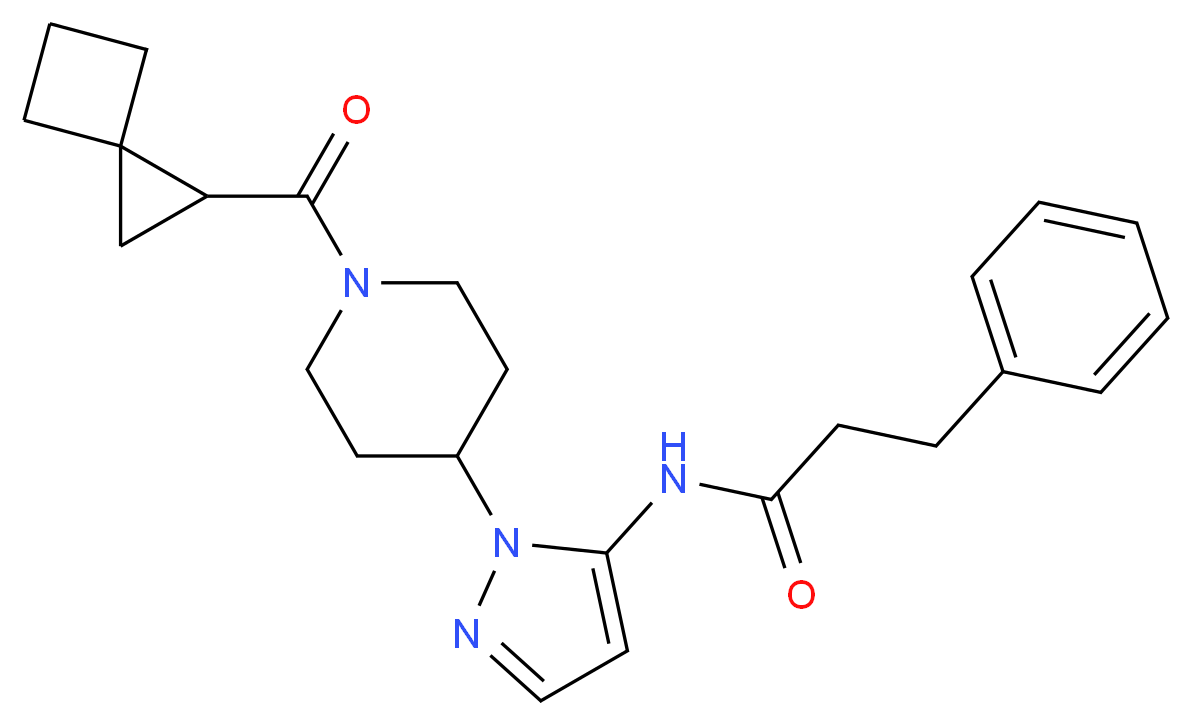 3-phenyl-N-{1-[1-(spiro[2.3]hex-1-ylcarbonyl)-4-piperidinyl]-1H-pyrazol-5-yl}propanamide_分子结构_CAS_)