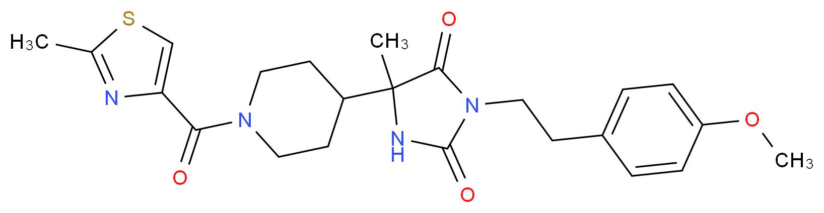 3-[2-(4-methoxyphenyl)ethyl]-5-methyl-5-{1-[(2-methyl-1,3-thiazol-4-yl)carbonyl]-4-piperidinyl}-2,4-imidazolidinedione_分子结构_CAS_)
