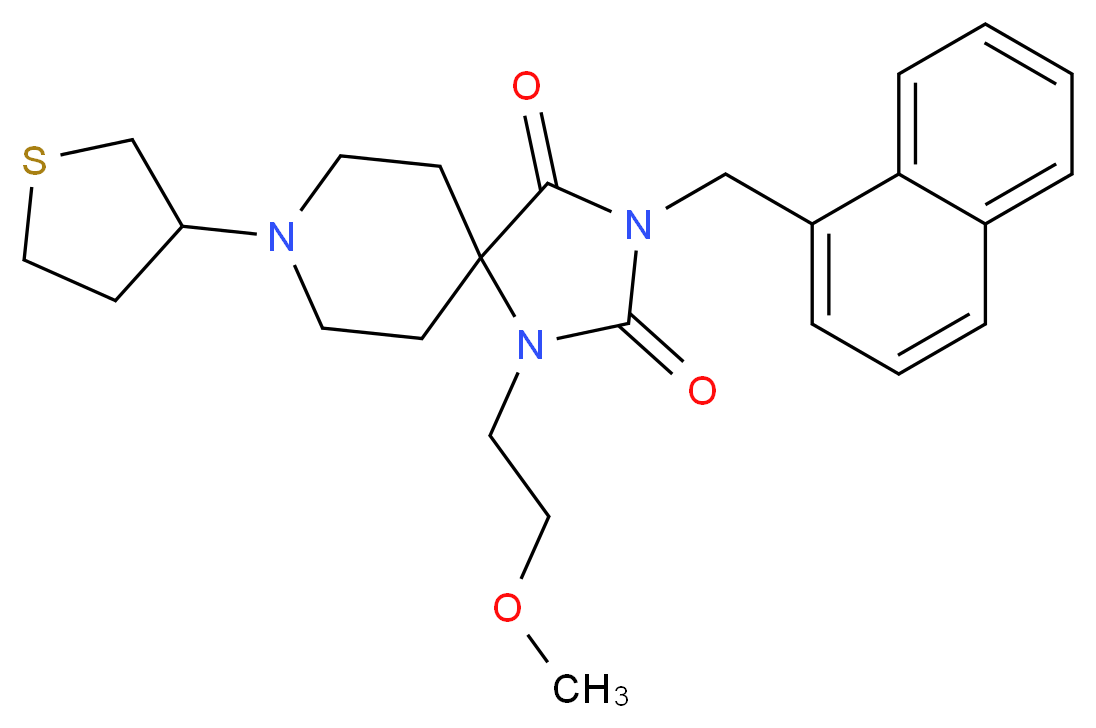 1-(2-methoxyethyl)-3-(1-naphthylmethyl)-8-(tetrahydro-3-thienyl)-1,3,8-triazaspiro[4.5]decane-2,4-dione_分子结构_CAS_)