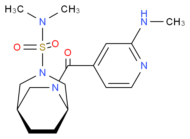 (1R*,5R*)-N,N-dimethyl-6-[2-(methylamino)isonicotinoyl]-3,6-diazabicyclo[3.2.2]nonane-3-sulfonamide_分子结构_CAS_)