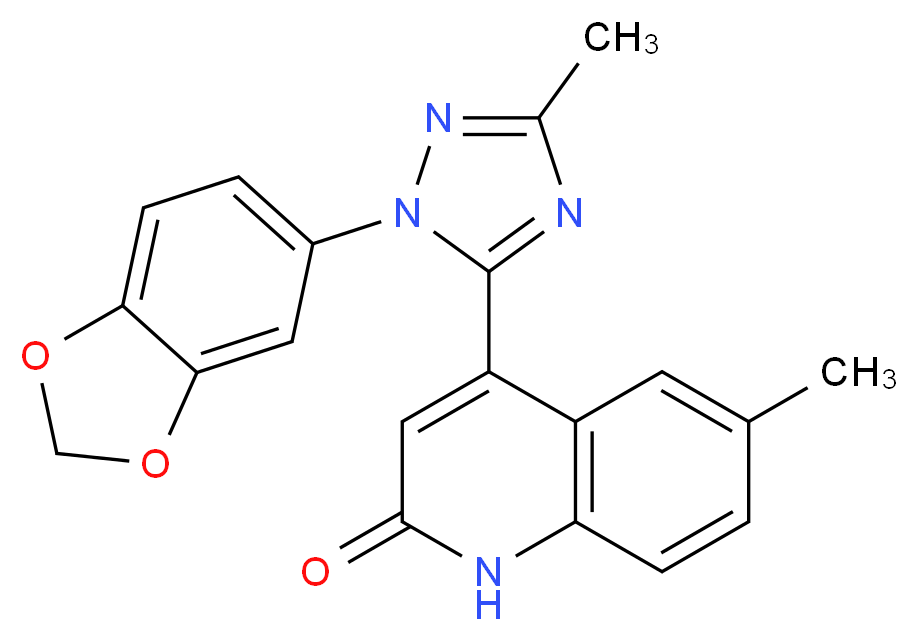 4-[1-(1,3-benzodioxol-5-yl)-3-methyl-1H-1,2,4-triazol-5-yl]-6-methylquinolin-2(1H)-one_分子结构_CAS_)