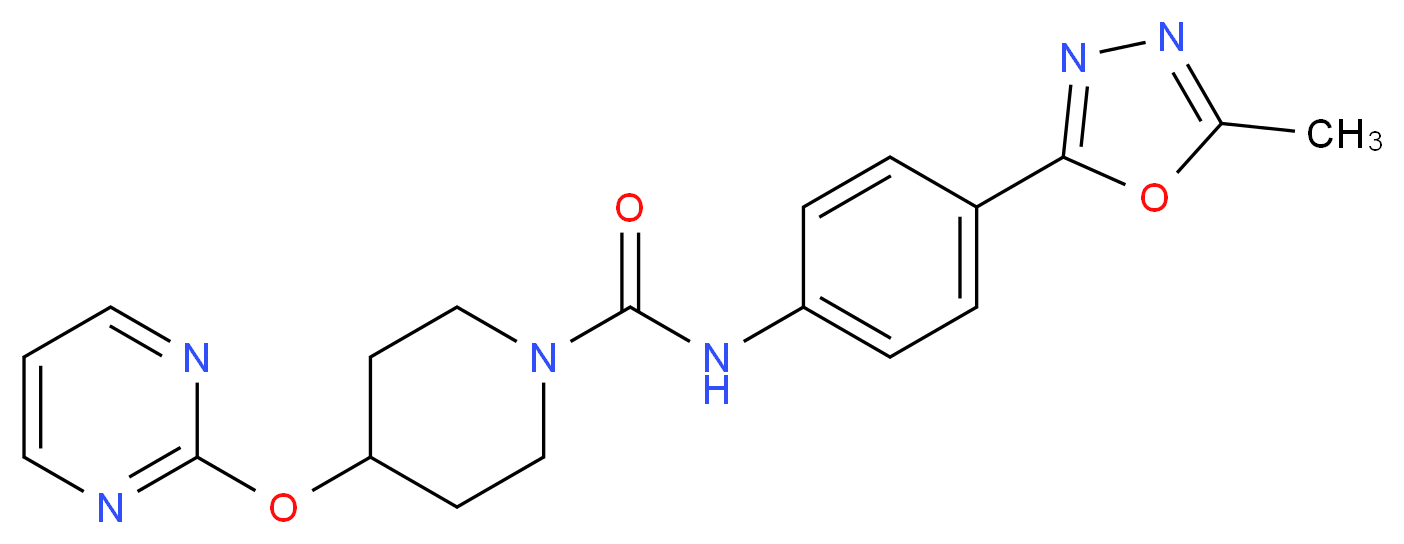 N-[4-(5-methyl-1,3,4-oxadiazol-2-yl)phenyl]-4-(pyrimidin-2-yloxy)piperidine-1-carboxamide_分子结构_CAS_)