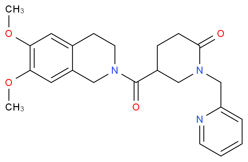 5-[(6,7-dimethoxy-3,4-dihydro-2(1H)-isoquinolinyl)carbonyl]-1-(2-pyridinylmethyl)-2-piperidinone_分子结构_CAS_)