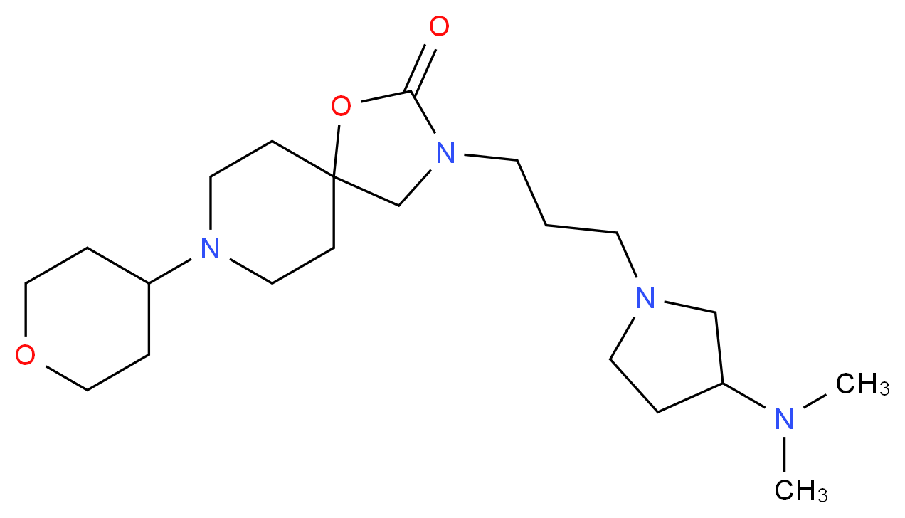 3-{3-[3-(dimethylamino)pyrrolidin-1-yl]propyl}-8-(tetrahydro-2H-pyran-4-yl)-1-oxa-3,8-diazaspiro[4.5]decan-2-one_分子结构_CAS_)