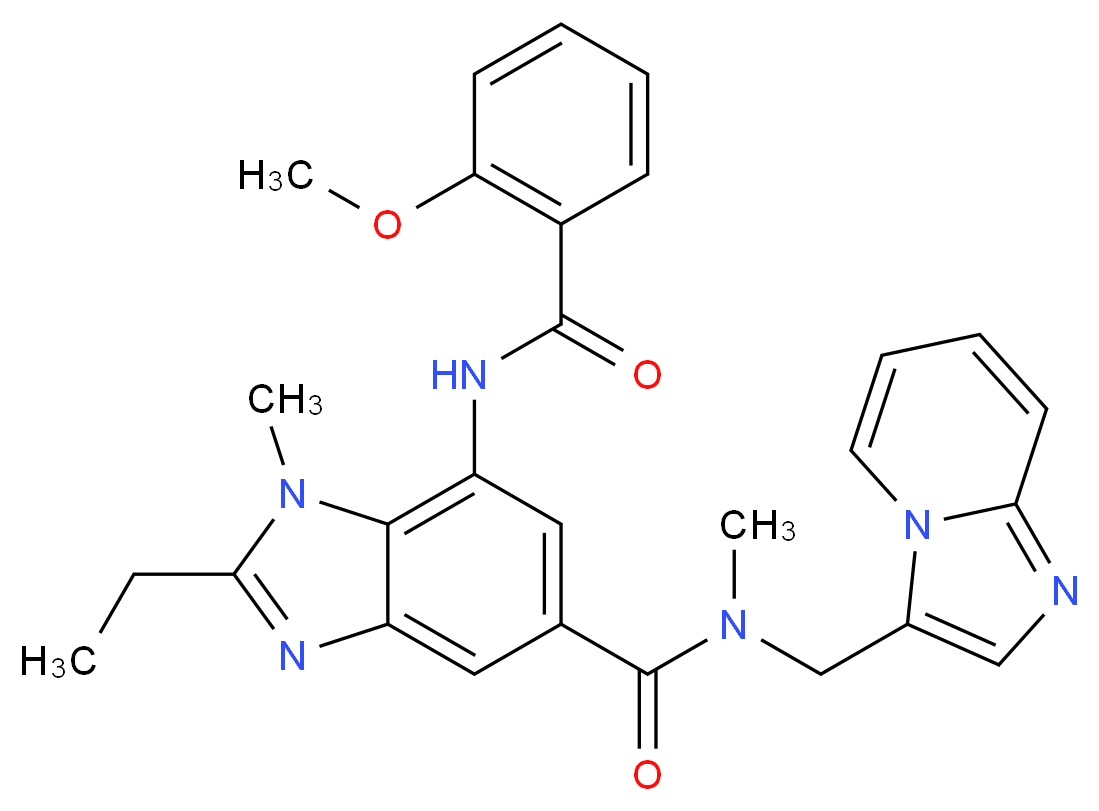 2-ethyl-N-(imidazo[1,2-a]pyridin-3-ylmethyl)-7-[(2-methoxybenzoyl)amino]-N,1-dimethyl-1H-benzimidazole-5-carboxamide_分子结构_CAS_)