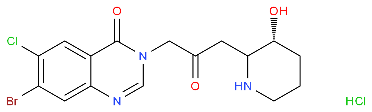 7-bromo-6-chloro-3-{3-[(3R)-3-hydroxypiperidin-2-yl]-2-oxopropyl}-3,4-dihydroquinazolin-4-one hydrochloride_分子结构_CAS_1217623-74-9