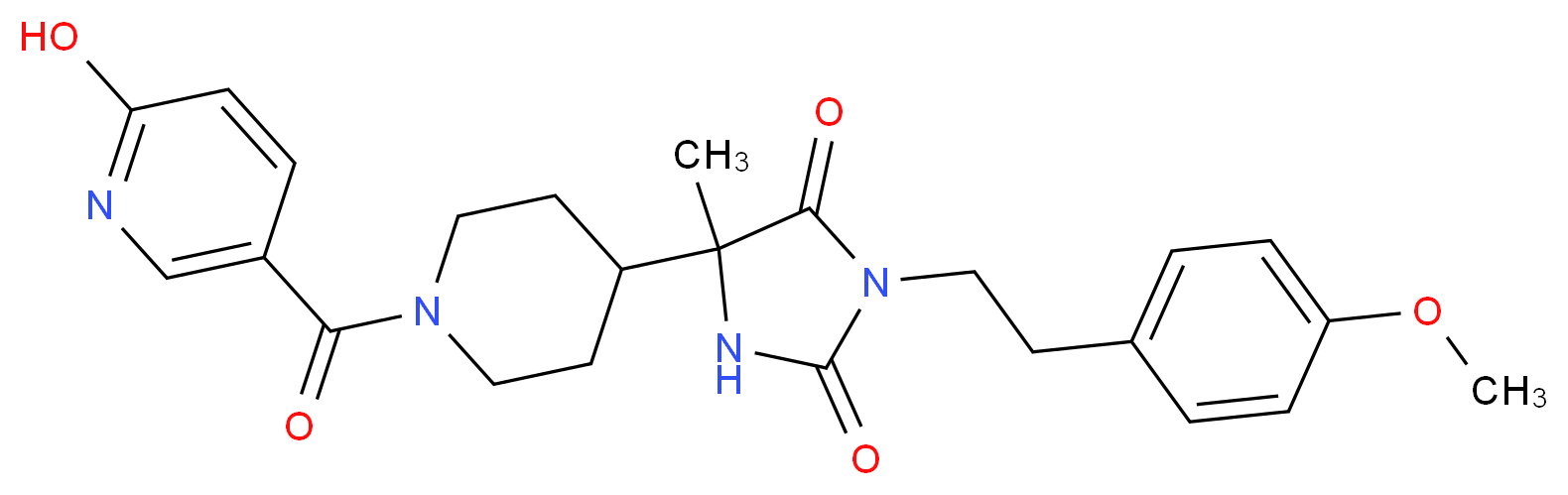 5-{1-[(6-hydroxy-3-pyridinyl)carbonyl]-4-piperidinyl}-3-[2-(4-methoxyphenyl)ethyl]-5-methyl-2,4-imidazolidinedione_分子结构_CAS_)