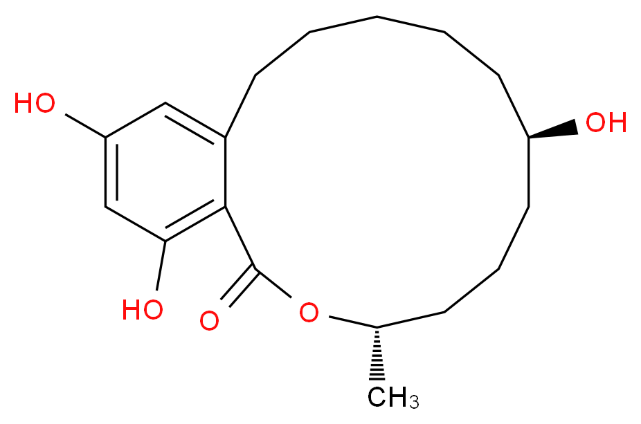 (3S,7R)-7,14,16-trihydroxy-3-methyl-3,4,5,6,7,8,9,10,11,12-decahydro-1H-2-benzoxacyclotetradecin-1-one_分子结构_CAS_26538-44-3