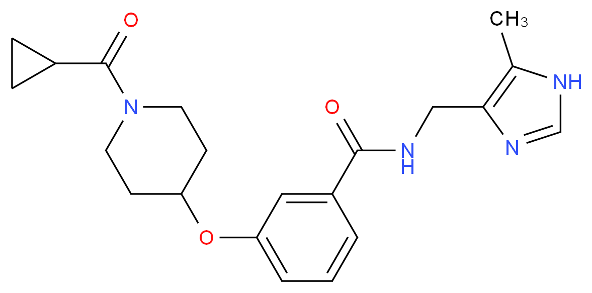 3-{[1-(cyclopropylcarbonyl)piperidin-4-yl]oxy}-N-[(5-methyl-1H-imidazol-4-yl)methyl]benzamide_分子结构_CAS_)