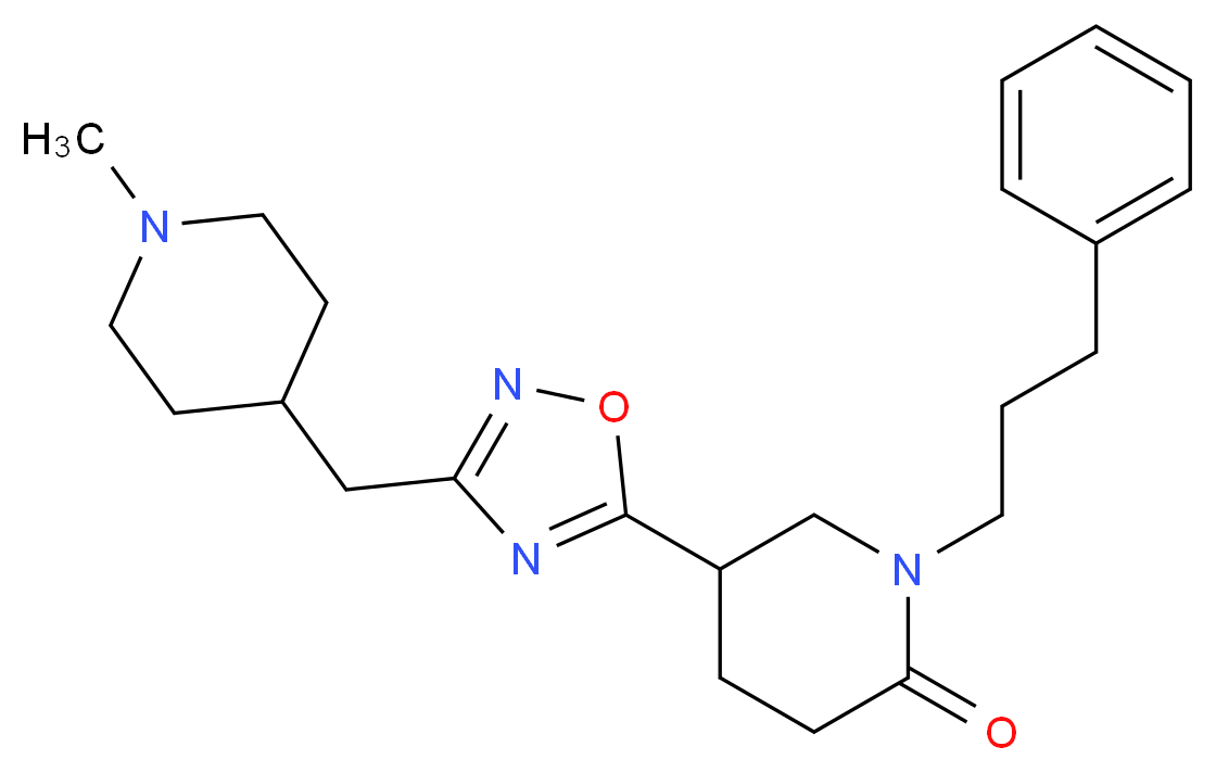5-{3-[(1-methyl-4-piperidinyl)methyl]-1,2,4-oxadiazol-5-yl}-1-(3-phenylpropyl)-2-piperidinone_分子结构_CAS_)