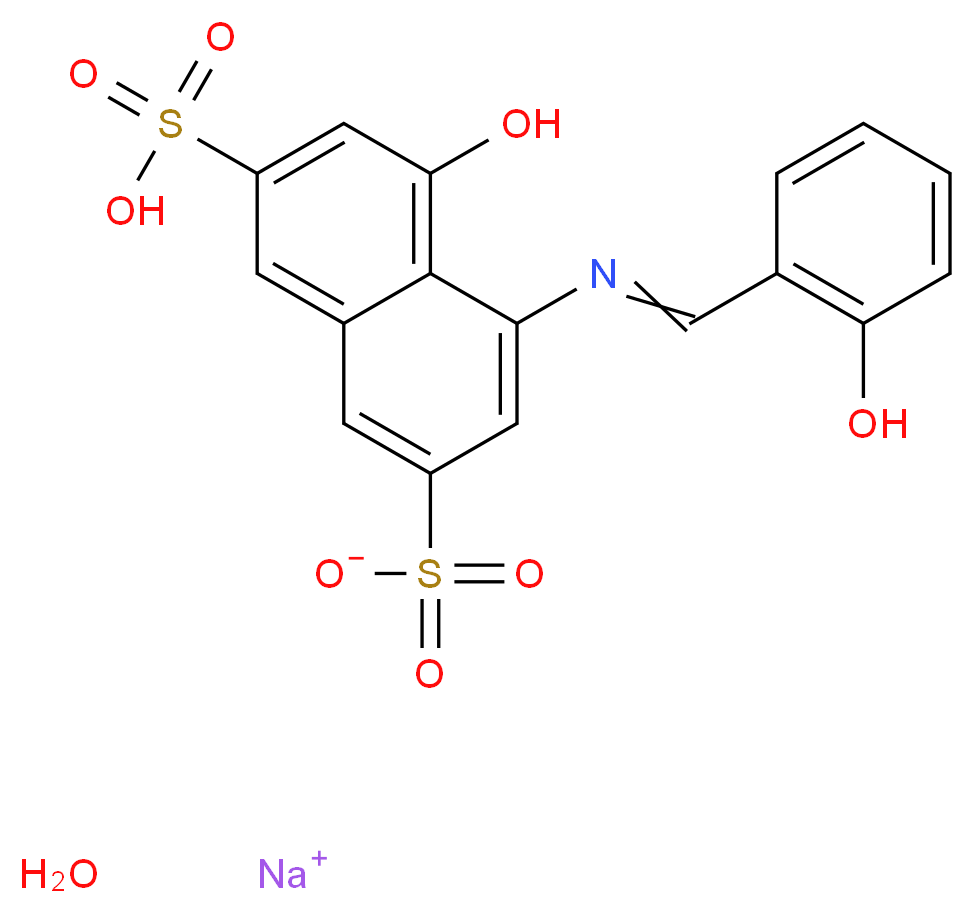 sodium 5-hydroxy-4-{[(2-hydroxyphenyl)methylidene]amino}-7-sulfonaphthalene-2-sulfonate hydrate_分子结构_CAS_206752-32-1