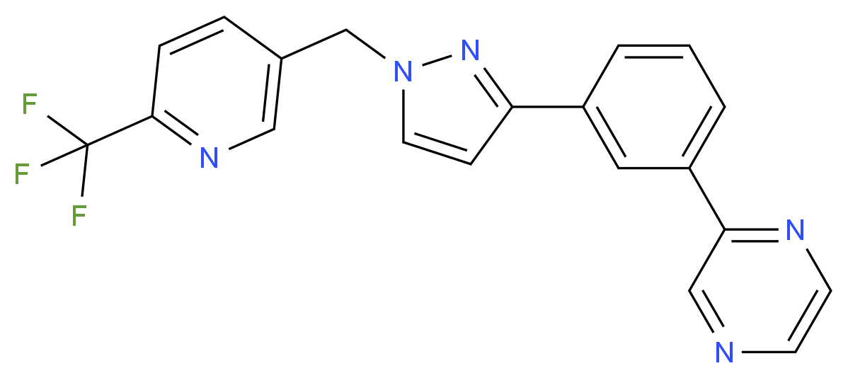 2-[3-(1-{[6-(trifluoromethyl)-3-pyridinyl]methyl}-1H-pyrazol-3-yl)phenyl]pyrazine_分子结构_CAS_)