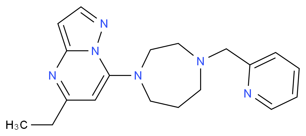 5-ethyl-7-[4-(2-pyridinylmethyl)-1,4-diazepan-1-yl]pyrazolo[1,5-a]pyrimidine_分子结构_CAS_)