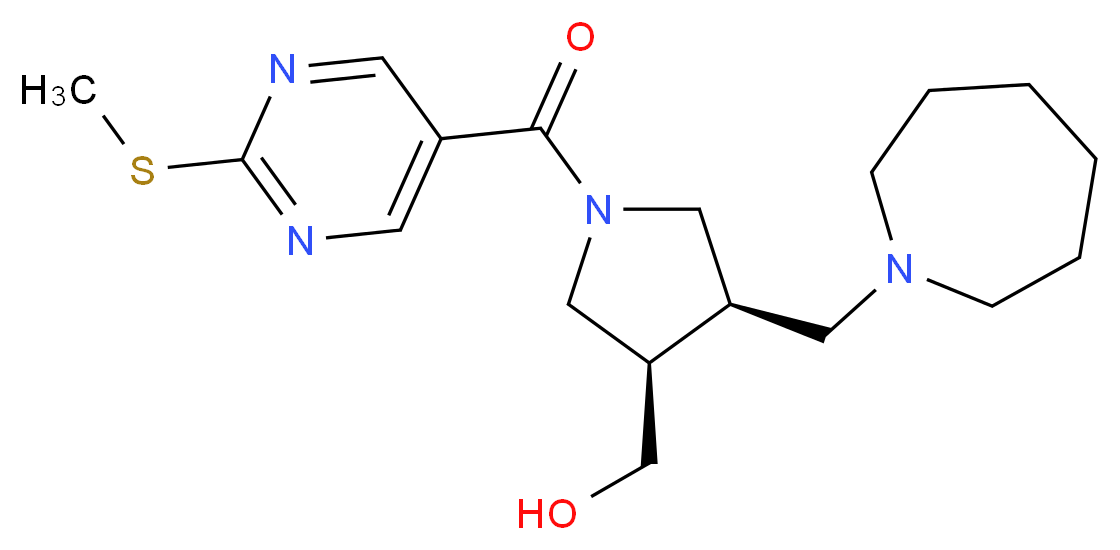 ((3R*,4R*)-4-(azepan-1-ylmethyl)-1-{[2-(methylthio)pyrimidin-5-yl]carbonyl}pyrrolidin-3-yl)methanol_分子结构_CAS_)