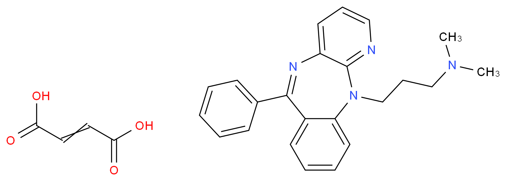 but-2-enedioic acid; dimethyl(3-{10-phenyl-2,4,9-triazatricyclo[9.4.0.0<sup>3</sup>,<sup>8</sup>]pentadeca-1(15),3,5,7,9,11,13-heptaen-2-yl}propyl)amine_分子结构_CAS_83166-18-1
