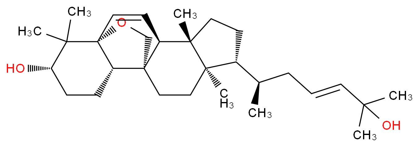 (1R,4S,5S,8R,9R,12S,13S,16S)-8-[(2R,4E)-6-hydroxy-6-methylhept-4-en-2-yl]-5,9,17,17-tetramethyl-18-oxapentacyclo[10.5.2.0<sup>1</sup>,<sup>1</sup><sup>3</sup>.0<sup>4</sup>,<sup>1</sup><sup>2</sup>.0<sup>5</sup>,<sup>9</sup>]nonadec-2-en-16-ol_分子结构_CAS_81910-41-0