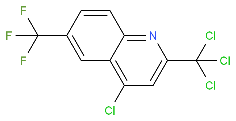 4-chloro-2-(trichloromethyl)-6-(trifluoromethyl)quinoline_分子结构_CAS_91991-82-1