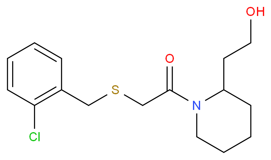 2-(1-{[(2-chlorobenzyl)thio]acetyl}piperidin-2-yl)ethanol_分子结构_CAS_)