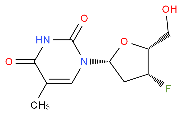 1-[(2R,4R,5R)-4-fluoro-5-(hydroxymethyl)oxolan-2-yl]-5-methyl-1,2,3,4-tetrahydropyrimidine-2,4-dione_分子结构_CAS_25526-93-6