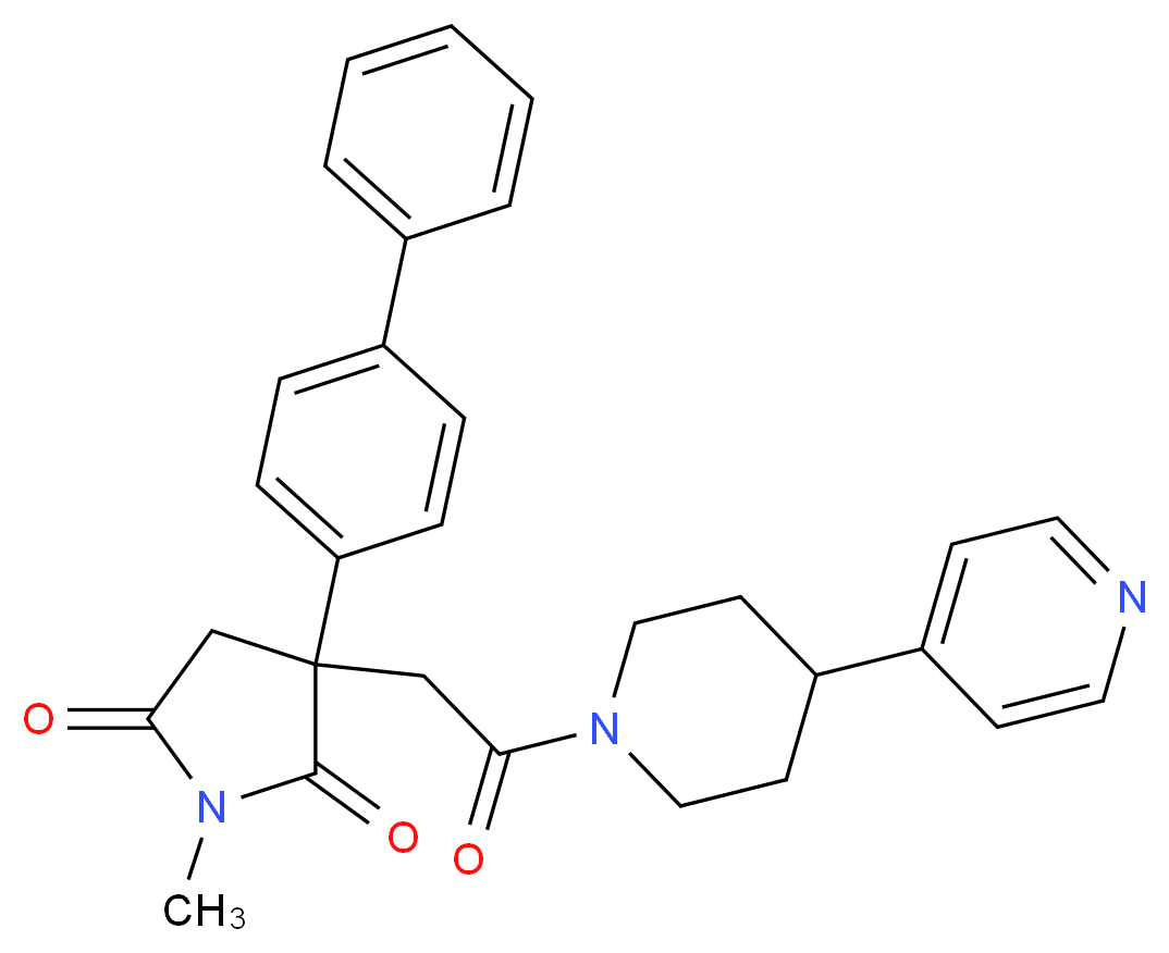 3-(4-biphenylyl)-1-methyl-3-{2-oxo-2-[4-(4-pyridinyl)-1-piperidinyl]ethyl}-2,5-pyrrolidinedione_分子结构_CAS_)